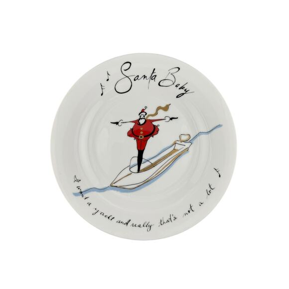 Vintage Pottery Barn Collectors Edition Santa Baby Dessert Plates Set of 8 - Picture 4 of 9